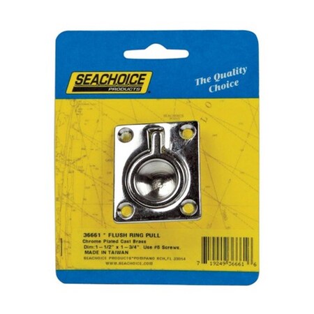 Seachoice 36661 1.5 x 1.75 in. Chrome Plated Brass Flush Ring Pull 8091936